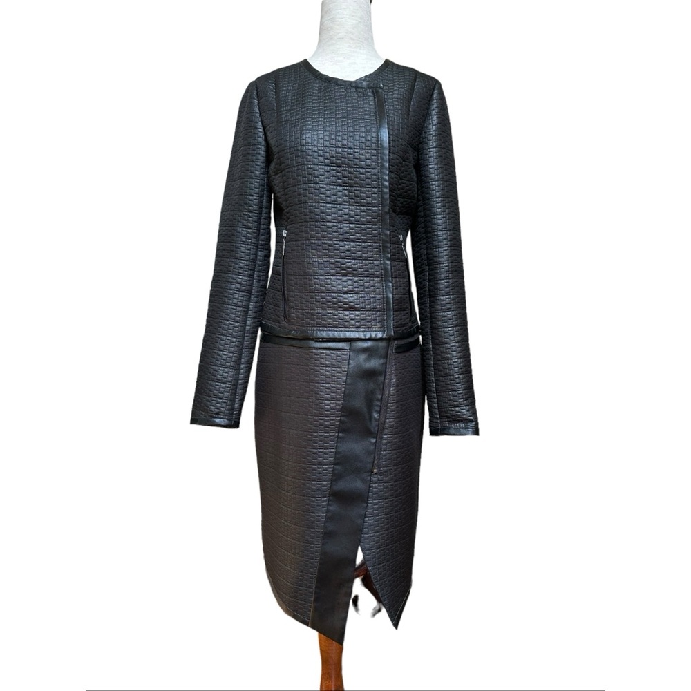 Lotd & Taylor 424 Fifth Black Leathrette Zip Up Pencil Skirt, NWOT, 2